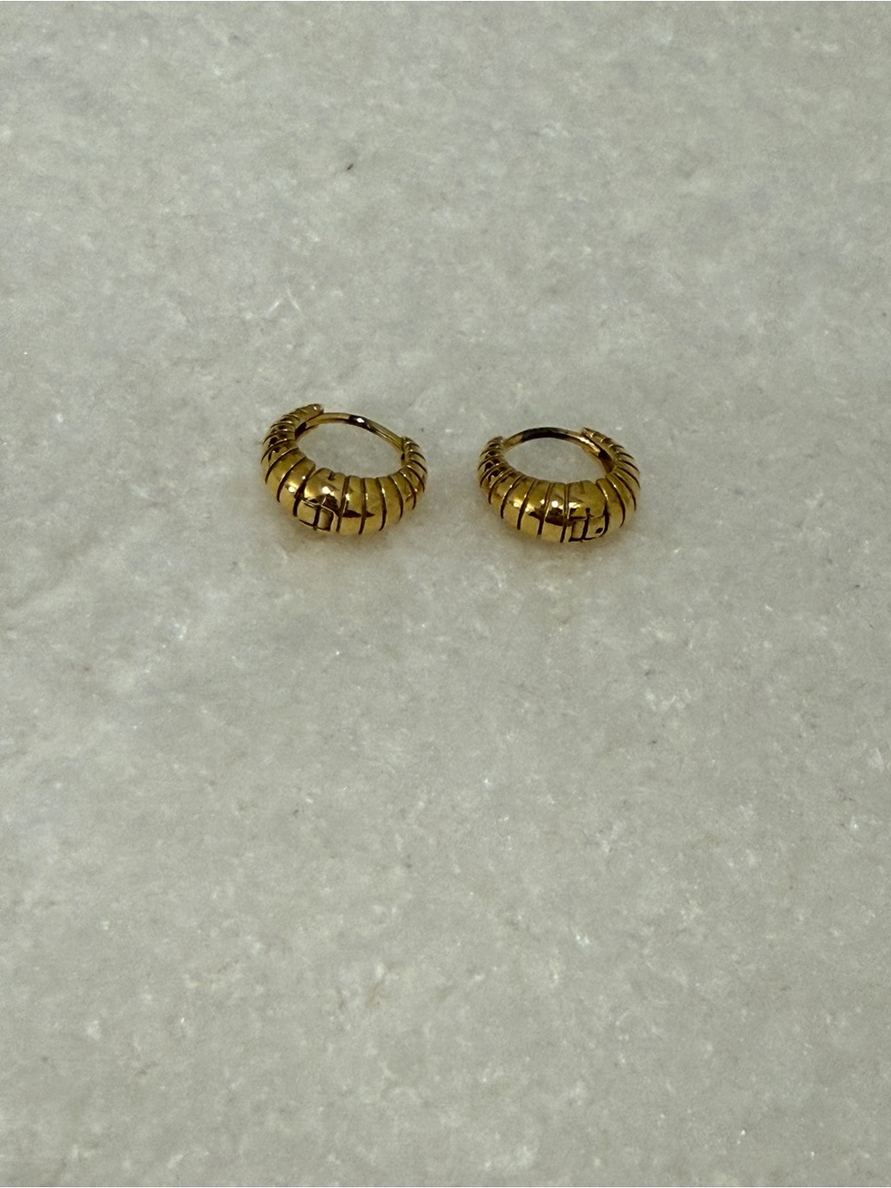 Gold Textured Hoop Earrings - Classic Women's Jewelry